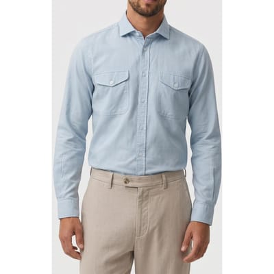 Reiss Oe Hugo-textured Overshir Light Blue Size: M | Casual Shirts Outlet | Heren | Blauw