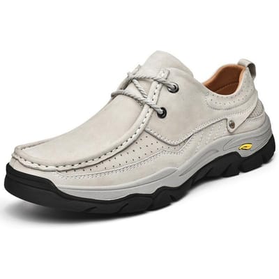 Lente en Herfst Herenschoenen Eerste Laag Rundleer Outdoor Break Schoenen Zachte Zool Leren Schoenen Anti-Slip Wandelschoenen 46 beige
