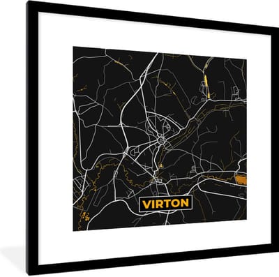 Fotolijst incl. Poster - Stadskaart - Virton - Gold - Kaart - Plattegrond - 40x40 cm - Posterlijst