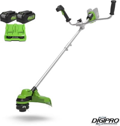 Greenworks Trimmer bosmaaier digipro 2 x 24 volt incl. 2 x 4a accu en dual lader GD24X2BCBK4X
