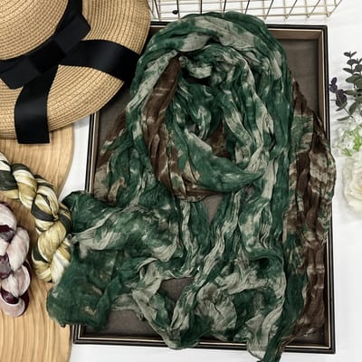 Écharpe Changement Graduel Bleu Automne Hiver Tie-Dye Rétro Polyvalente Fine pour Femme Long Châle Plissé Décoration Polyvalente 180cm gray