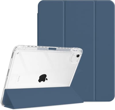Hoes geschikt voor iPad Air 13 inch hoes Smart Donker Blauw M4/M3/M2 (2026/2024) - iPad Pro 12.9 6th/5th/4th Gen hoes Smart Case met Harde Doorzichtige Achterkant en Pencil Slot