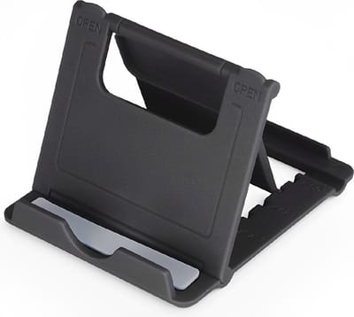 Verstelbare Mini Telefoonhouder | Universeel Klein Verstelbaar Houder voor Telefoon | Standaard geschikt voor Thuis Bureau of Vlakke Grond oppervlakte | Opvouwbare Universele Pocket Smartphonehouder | Mobiele Telefoon en iPad Tablet - Zwart LB421