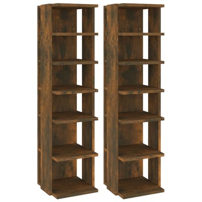vidaXL - Schoenenrekken - 2 - st - 27,5x27x102 - cm - bewerkt - hout - gerookt - eiken