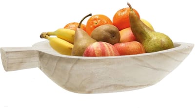 Fruitschaal blad hout 39 cm - Decoratieve schaal voor groente en fruit