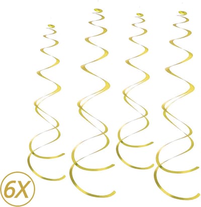 Gouden Hangdecoratie Slingers Swirl Verjaardag Versiering Feest Versiering Swirls Plafond Decoratie Goud - 6 Stuks