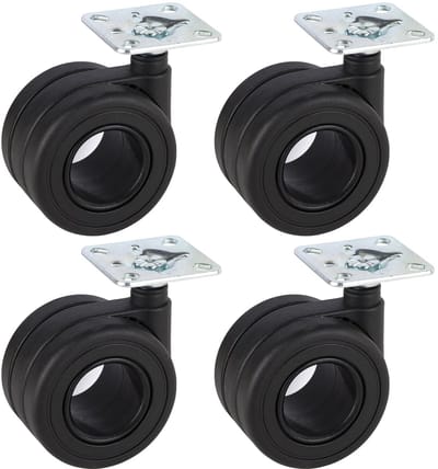 Dörner + Helmer Design dubbele wielen polyamide - robuuste zwenkwielen 240 kg draagvermogen meubelwielen kogellagers 65 mm, zwart