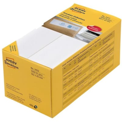 Frankeeretiket Zweckform wit - 163x43mm 2 et. per vel 500 vel