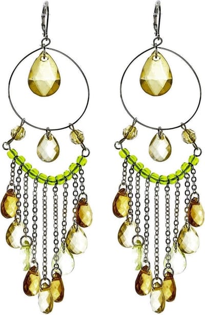 Behave - Statement oorbellen groen kralen - Boho lente festival stijl