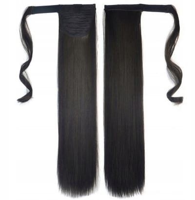 Aansluitende synthetische paardenstaart 60cm - Bruin, natuurlijke look