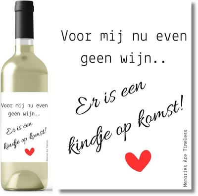 Wijnetiket Zwangerschapsaankondiging – Voor mij nu even geen wijn – Origineel Cadeau