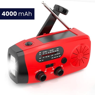 NIEUWSTE Noodradio 2025 - 4.000mAh - USB C - Noodradio Solar Opwindbaar - Noodradio Opwindbaar - Noodradio Opwindbaar En Batterij
