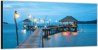 Dibond –Hutje op Water  -200x100 Foto op Aluminium (Wanddecoratie van metaal)