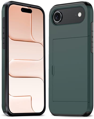 Hoesje Geschikt voor iPhone Air Hoesje Pasjeshouder Shockproof Hard Case - Hoesje Geschikt voor iPhone Air Hoes Met Kaarthouder - Donkerblauw