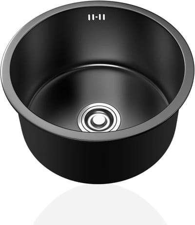 Ronde Spoelbak - Wastafel Keuken - Keuken Werkzaamheden - Nano Coating - 36cm Diameter - Zwart