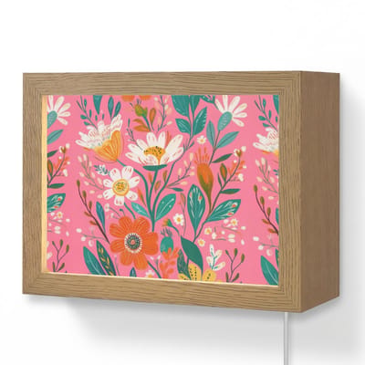 Wandlamp 20x15 cm - Oplaadbaar - Roze - Bloemen - Wit - Oranje - Wandlampen binnen woonkamer - Slaapkamer lamp met kabel - Decoratieve nachtlamp - Vloerlamp snoer