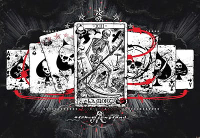 Fotobehang Cards Skull Tarot | XL - 208cm x 146cm | 130g/m2 Vlies