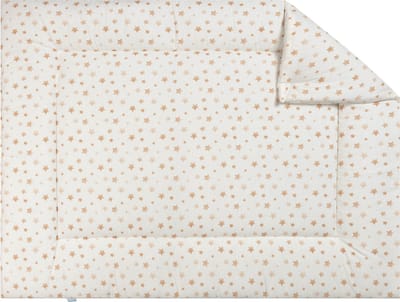 BINK Bedding Boxkleed Sterre 80 x 100 cm - vulling fiberfill 400 grams - speelkleed - parklegger - sterren - aquarel - terra - oranje - ecru - brique - tweezijdig
