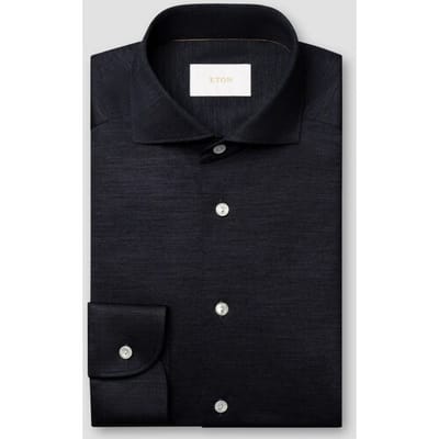 Eton Overhemd Ultra Soft Merinowol Tencel Luxury Jersey Dark Navy / male