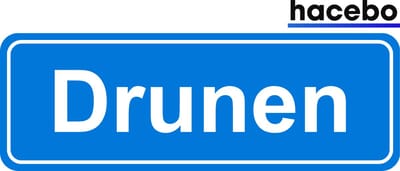 Hacebo - Plaatsnaam Sticker - 29x10 CM - Drunen sticker - Verkeersborden sticker - grappige cadeaus - Drunen