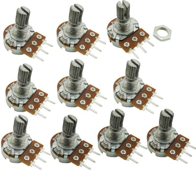 10 Stuks 10K Ohm Linear Potentiometer met Knurled Shaft en Top Adjustering