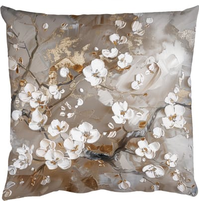 Sierkussens - Kussentjes Woonkamer - 50x50 cm - Bloemen - Wit - Goud - Beige - Luxe