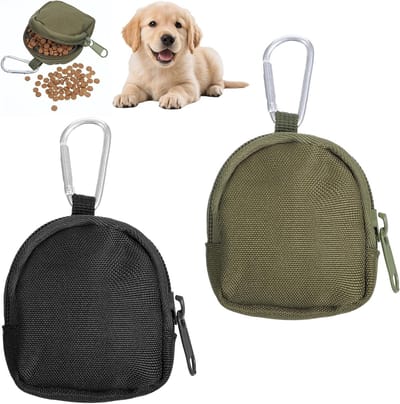 2 Stuks Handsfree Hondensnoepzakjes met Ritssluiting en Karabijnhaak voor Training en Opvoeding, Ideaal voor Kleine Lekkernijen en Hondenaccessoires