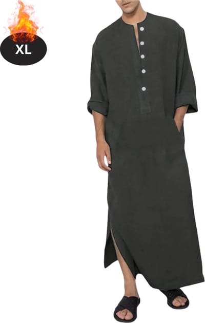 Nivard Islamitische Kleding - Djellaba Heren - Moslim Kleding - Arabisch Mannen Kaftan - Alhamdulillah - Zwart XL