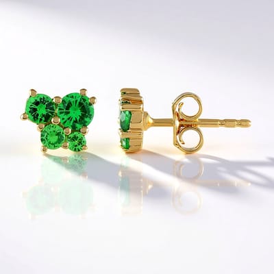 Oorbellen van verguld zilver met tsavoriet