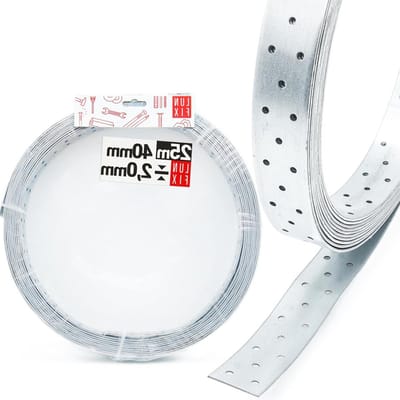 Gatband Metaal - Bevestigingsband Windband - Bouw Houtconstructies - Verzinkt Staal Roestbestendig - 40mm Breed 25m - Zilver