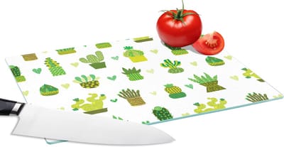 Glazen Snijplank - 28x20 - Vetplanten - Patronen - Cactus - Snijplanken Glas