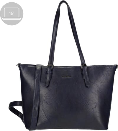 Enrico Benetti Julia shopper – 15 inch laptop – dames laptoptas - Werktas dames - 65019 – Donkerblauw