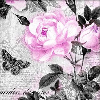 Roze pioen en zwarte vlinder diamant mozaïek cadeau diamant borduurwerk diamant ambachtelijke schilderij diamant 30x30CM gray