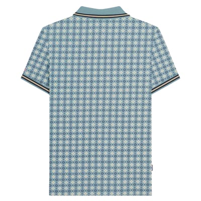Lambretta Heren SS25 Geometrisch Big & Tall Polo Shirt (Rookblauw)