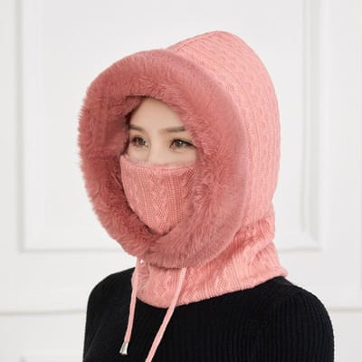 Dames Winter Plus Fluweel Dikke Winddichte Muts Gebreide Wollen Muts Sjaal Eén