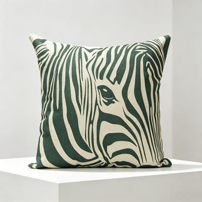 Zebra Print Sierkussenhoes, Abstracte Dieren Linnen Kussenhoes voor Moderne Safari Woondecoratie 45x45cm gray