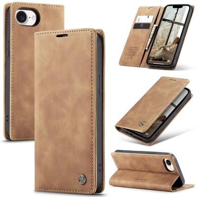 CaseMe Hoesje - Geschikt voor iPhone 16e / 17e Hoesje - CaseMe 013 Book Case - Bruin
