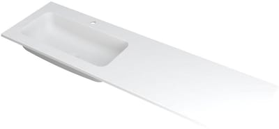 INK Faktor Wastafel Polystone Links met 1 Kraangat - 1600x450x15 mm - Mat Wit