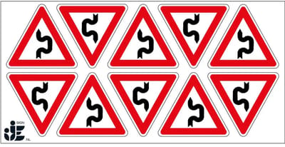 Dubbele S bocht rechts sticker | 5 cm - 10 stuks per vel