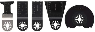 Allecto - 5-delige set oscillerende zaagbladen - Universele multitoolaccessoires - Koolstofstaal - Zwart - Voor hout en kunststof - Voor profession...