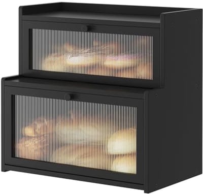 Dubbellaagse bamboe brooddoos met venster voor aanrecht - Ideale broodcontainer en opslag