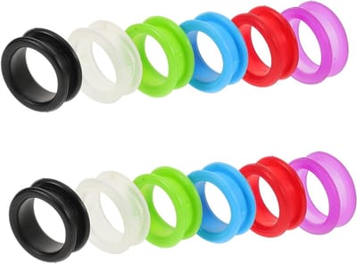 Schaar Vingerringen - Gereedschap Inzetstukken - Comfortabel Knippen - Antislip Siliconen - 12 Stuks - Diverse Kleuren