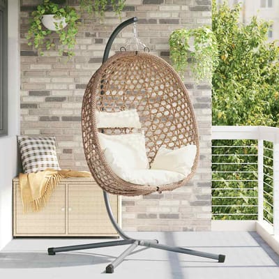 vidaXL - Hangende - ei-stoel - poly - rattan - 104 - x - 100 - x - 191 - cm - Koffiebruin