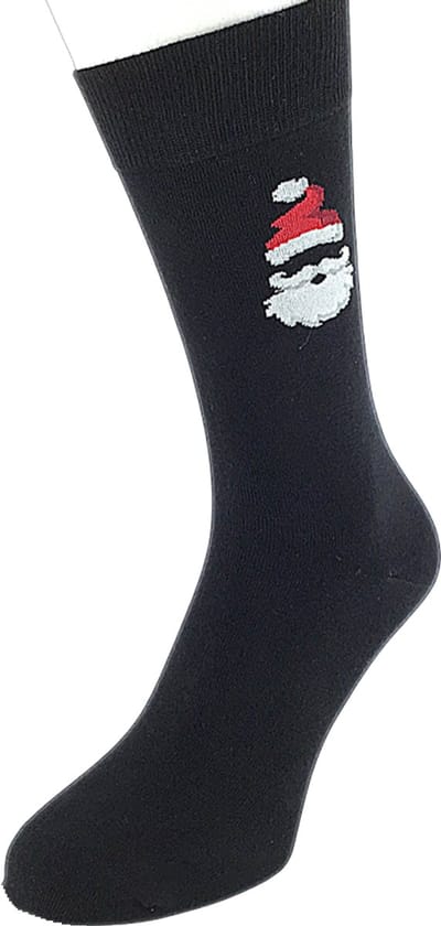 Bonnie Doon Mr. Claus Christmas Sock Kerstsokken met subtiel ingebreide Kerstman Dames Zwart maat 36/42 - Kerst - feestelijk - subtiel - gladde teennaad - versterkte hak en teen - Oekotex - vrolijke sokken - zwarte sokken - Black - BP251104.101