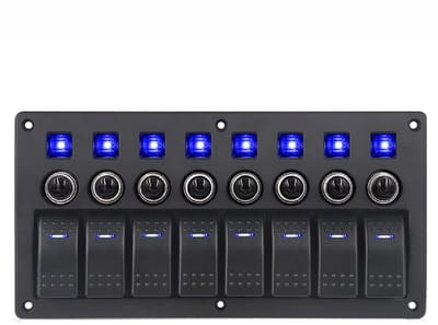 Tuimelschakelaar Paneel - Schakelunit - Apparaten Bediening - 8 Gang - 23.5 cm - Zwart