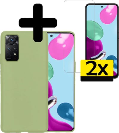 Hoesje - Met 2x Screenprotector - Geschikt voor Xiaomi Redmi Note 11s - Sterk & Shockproof - Back Cover - Siliconen Case - Telefoon Hoes - Telefoonhoesjes - Groen