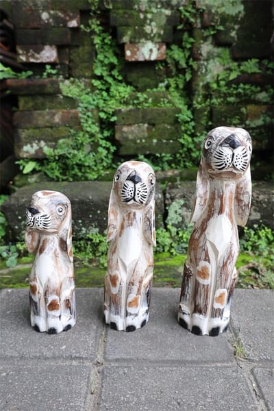 Set van drie houten honden Rodney