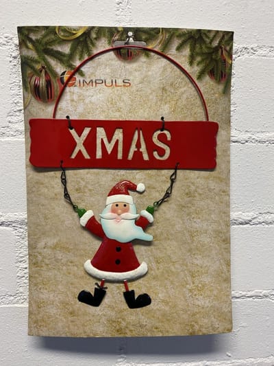 Metalen Kersthanger "XMAS" - Kerstman - 27.5x5x 19.5cm - Kerstdecoratie - Seizoen decoratie