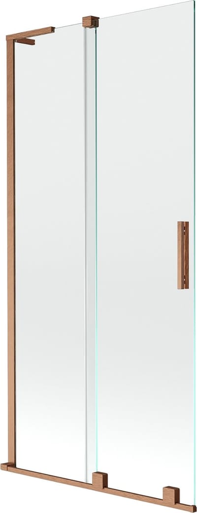 Mexen Velar L badwand scherm 2-delig schuifbaar 90 x 150 , transparant, geborsteld koper - 896-090-003-01-65