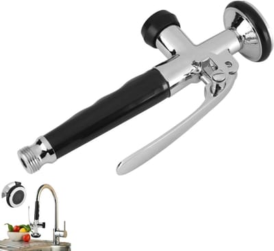 Accessoires voor keukenkranen met hoge drukveer - Voorspoelsproeier voor keukenkraan - Keukenkraankop - Vervangingsonderdelen voor kraankop - Zwart + zilver - Geschikt voor keukenkranen